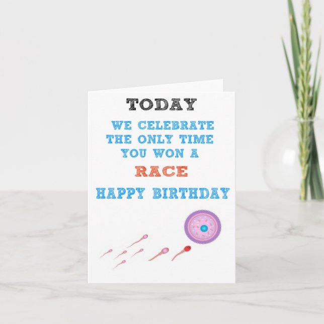 Happy Birthday Funny Sperm Race Card (Front)