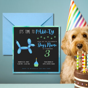 Happy Birthday Fur Baby Boy Dog Party Invitation