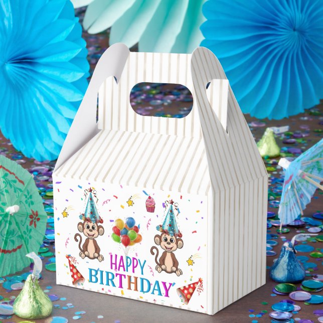 Happy Birthday Gable Favor Box Monkey Cupcake (Party)