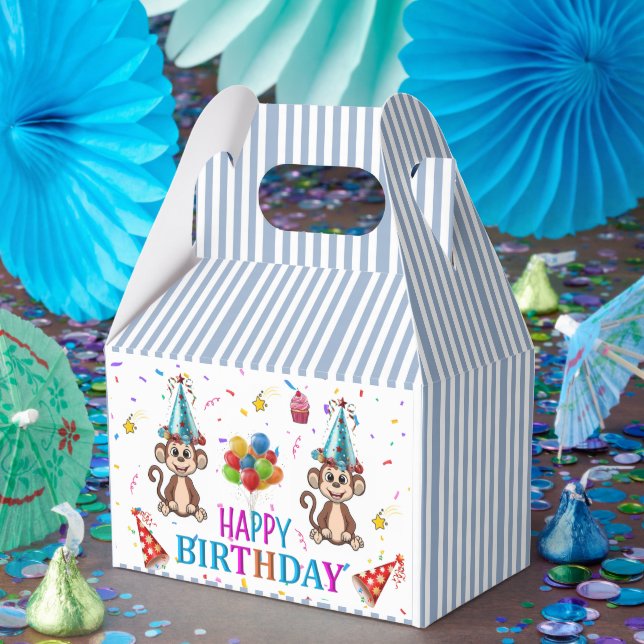 Happy Birthday Gable Favor Box Monkey Cupcake (Party)