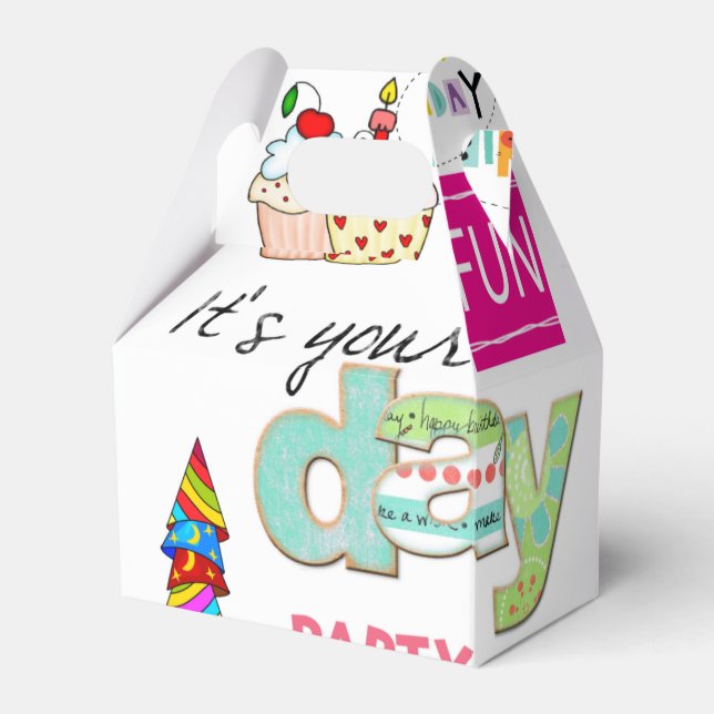 Happy Birthday Gable Favour Box FUN Cupcake (Front Side)