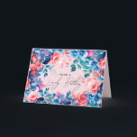 Happy Birthday Garden Floral Blue Pink Blush Card<br><div class="desc">A modern and beautiful birthday card featuring a romantic garden floral design. Perfect for any age birthday.</div>