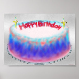 Happy birthday gelatin mountain cake print