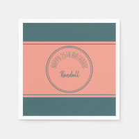 Happy Birthday Geometric Double Circle Teal