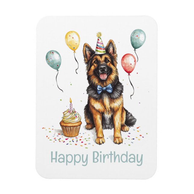 Happy Birthday German Shepherd Dog Magnet (Vertical)