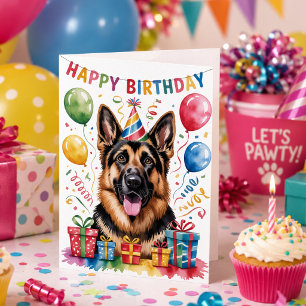 Happy Birthday German Shepherd Dog Party Card