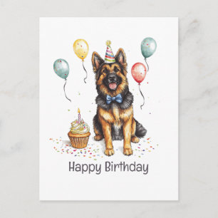 Happy Birthday German Shepherd Dog Postcard