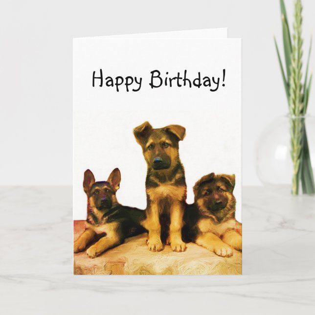 Happy Birthday German Shepherd puppies card (Front)