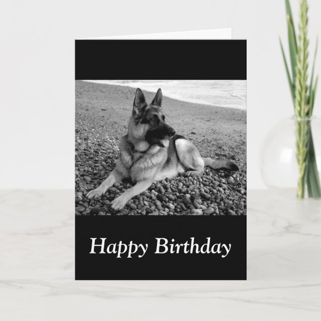 Happy Birthday German Shepherd Puppy Dog Card (Front)