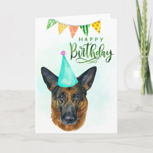Happy Birthday German Shepherd Watercolor Card