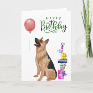 Happy Birthday German Shepherd Watercolor Card