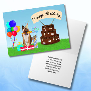 Happy Birthday German Shepherd with Cake Card