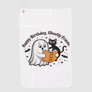 Happy Birthday Ghost Cat PNG - Spooky Cute Classic Golf Towel