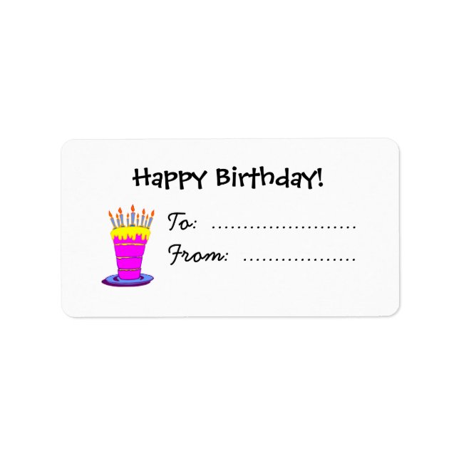 Happy Birthday Giant Pink Cake Custom Labels (Front)