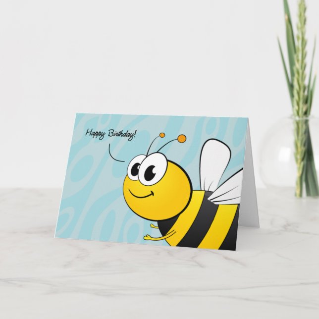 Happy Birthday, Giant Smiling Bee Card (Front)
