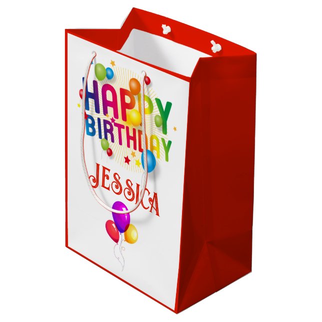 Happy Birthday Gift Bag Add Recipients Name (Back Angled)