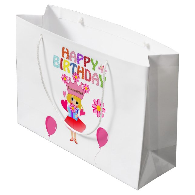 Happy Birthday Gift Bag Princess (Back Angled)