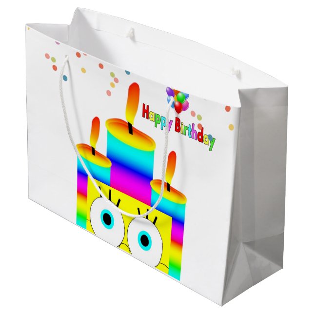 Happy Birthday Gift Bag Stripe Candles (Back Angled)