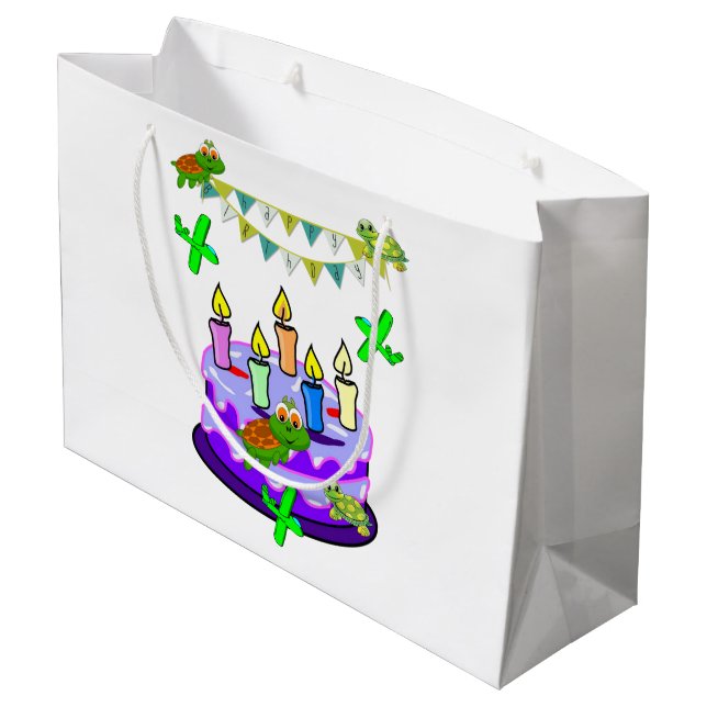 Happy Birthday Gift Bag Turtles (Back Angled)