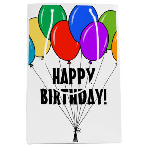 Happy Birthday gift bag with coloured balloons