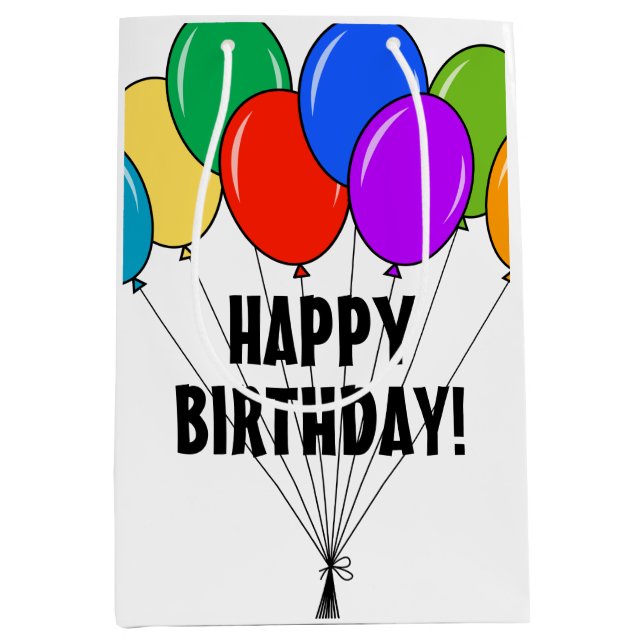 Happy Birthday gift bag with coloured balloons (Front)