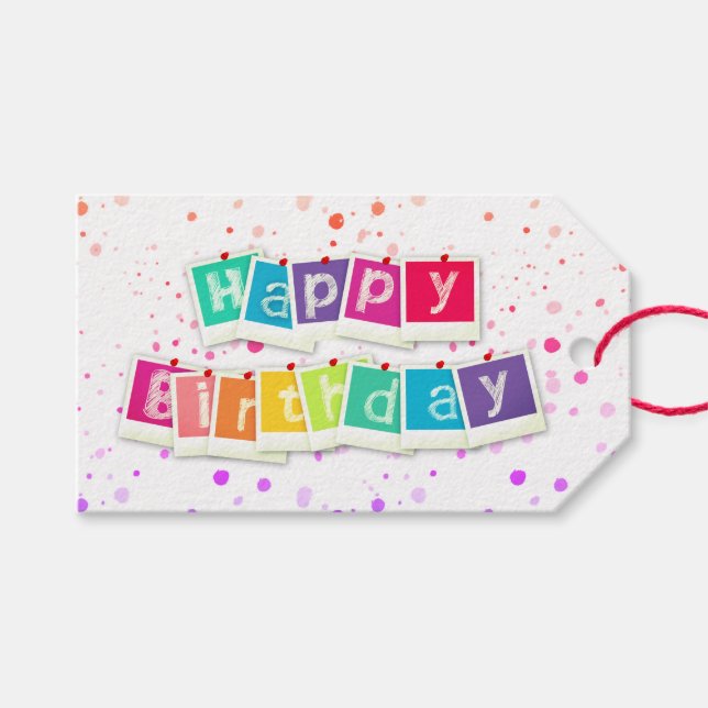 Happy birthday gift tags (Front (Horizontal))