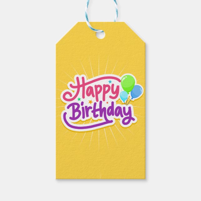  Happy Birthday Gift Tags (Front)