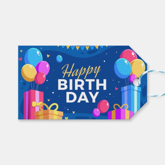Happy Birthday Gift Tags (Front (Horizontal))
