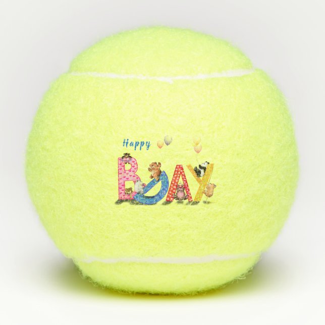 Happy Birthday Gift Tennis Balls Baby Bears Party  (Front)