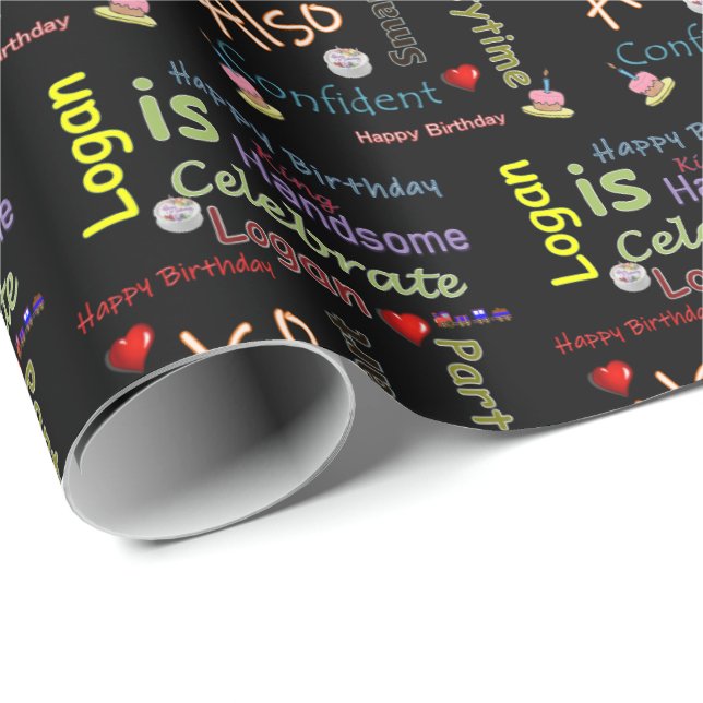 Happy Birthday Gift Wrapping Paper Logan (Roll Corner)