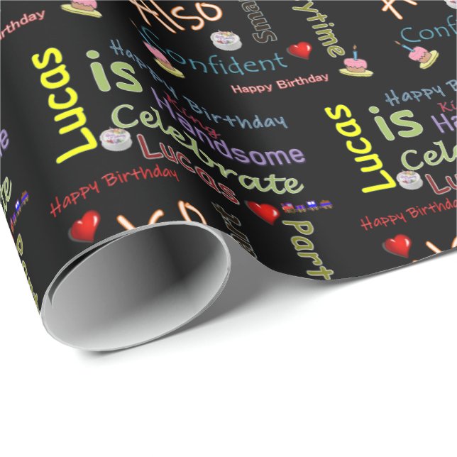 Happy Birthday Gift Wrapping Paper Lucas (Roll Corner)