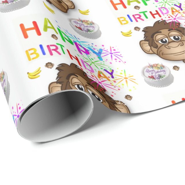 Happy Birthday Gift Wrapping Paper Monkey (Roll Corner)