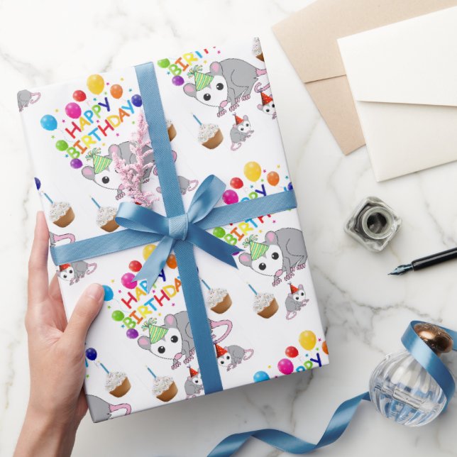 Happy Birthday Gift Wrapping Paper Possum (Gifting)