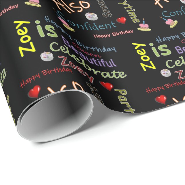 Happy Birthday Gift Wrapping Paper Zoey (Roll Corner)