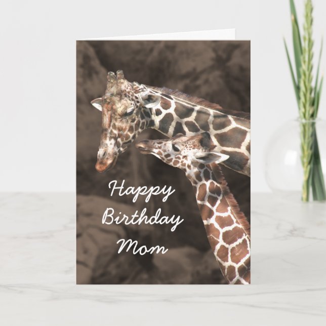Happy Birthday Giraffe Mum and Baby Customise Card (Front)