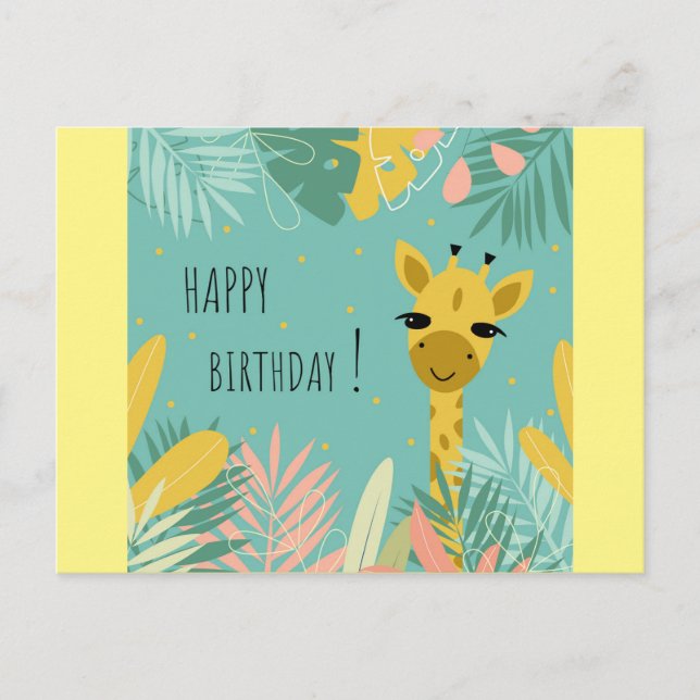 Happy Birthday Giraffe Postcard (Front)