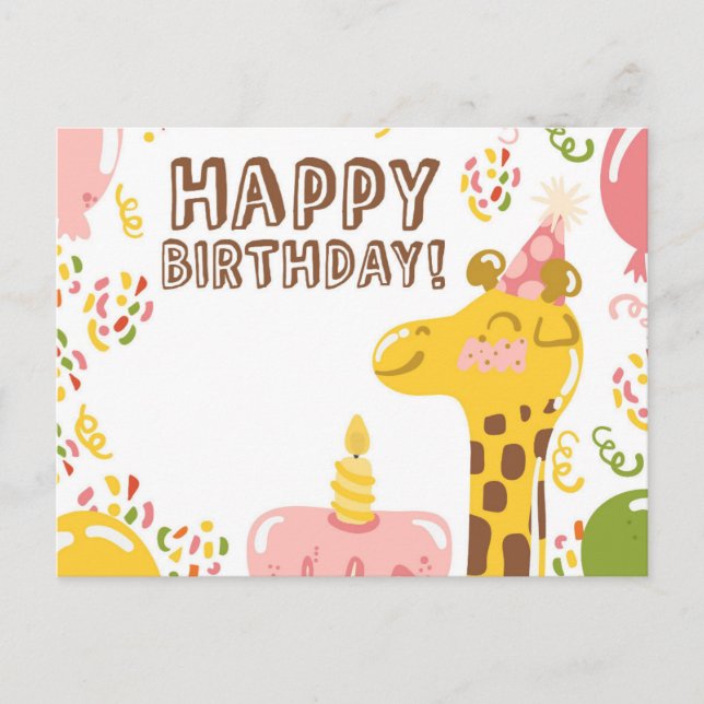 Happy Birthday Giraffe Postcard (Front)