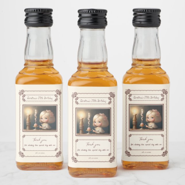 Happy Birthday Girl 01 Liquor Bottle Label (Bottles)