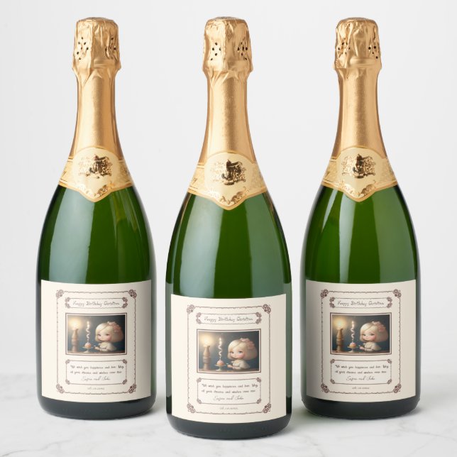 Happy Birthday Girl 01 Sparkling Wine Label (Bottles)