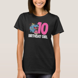 Happy Birthday Girl 10  Women Hippopotamus Party   T-Shirt