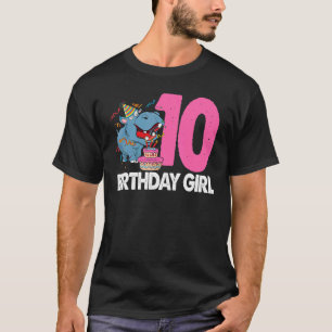 Happy Birthday Girl 10   Women Hippopotamus Party T-Shirt