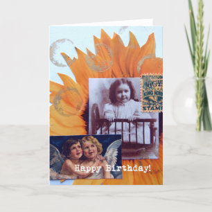Happy Birthday Girl and Cherubs Collage Card