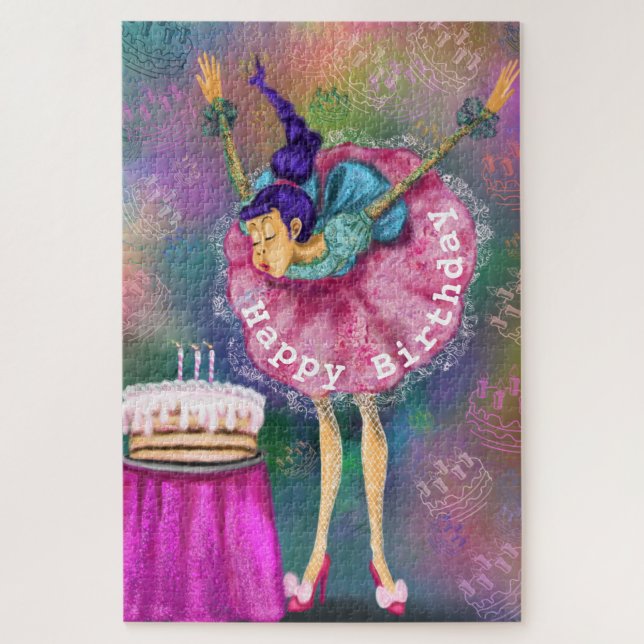 Happy Birthday - Girl Blowing Out Candles - Fun  Jigsaw Puzzle (Vertical)
