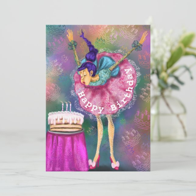 Happy Birthday - Girl Blowing Out Candles - Funny  (Standing Front)