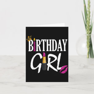 Happy Birthday Girl Lipstick Cute Day Women Bday Card