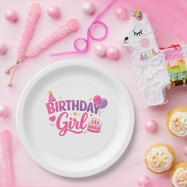 Happy Birthday Girl Party Plate Birthday Plate Kid (Party)