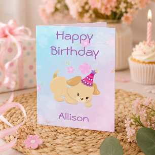 Happy Birthday Girl Pretty Puppy Card
