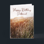 Happy Birthday Girlfriend - Rustic Birthday Card<br><div class="desc">Custom birthday card featuring rustic sunset photo with "Happy Birthday Girlfriend" in script typography. Coloured interior and back. Also available for Instant Download to easily share with friends and family.</div>