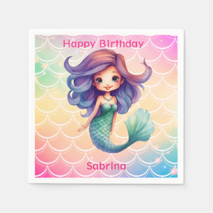 Happy Birthday Girl's mermaid  Napkin
