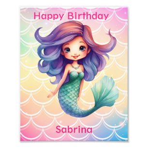 Happy Birthday Girl's mermaid  Photo Print